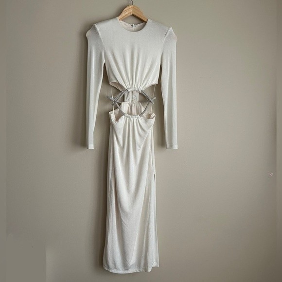 Misha Alina Slinky Jersey Cutout Midi Dress In Ivory Size 0 — image 3 of 8